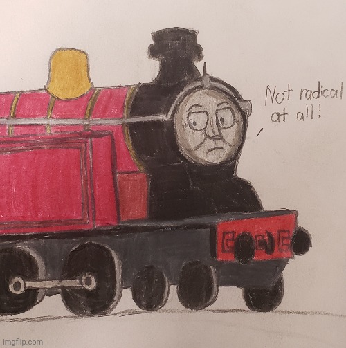 Red Ted is very disappointed in you | image tagged in thomas the tank engine,engines of eight,drawing | made w/ Imgflip meme maker