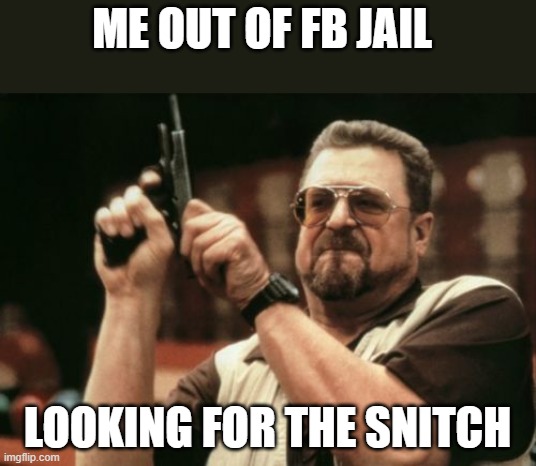 Am I The Only One Around Here | ME OUT OF FB JAIL; LOOKING FOR THE SNITCH | image tagged in memes,am i the only one around here | made w/ Imgflip meme maker