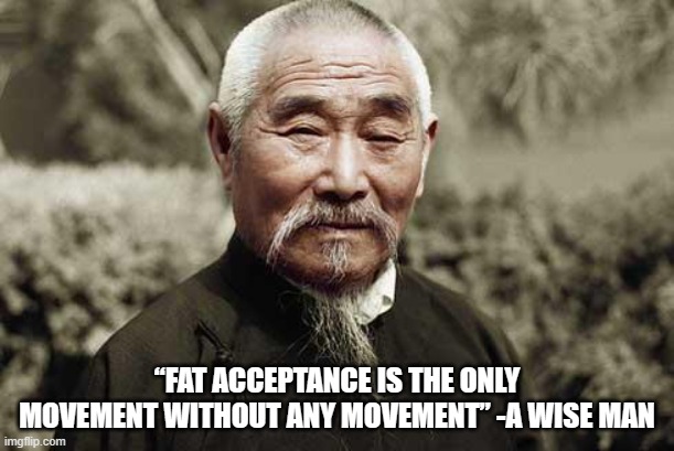 unless you have a condition with excess fat please exercise | “FAT ACCEPTANCE IS THE ONLY MOVEMENT WITHOUT ANY MOVEMENT” -A WISE MAN | image tagged in wise man | made w/ Imgflip meme maker