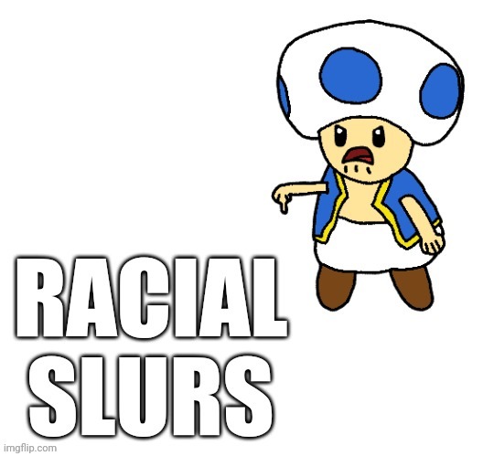 image tagged in racial slurs,toad,nintendo | made w/ Imgflip meme maker