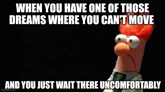 Silent Panic | WHEN YOU HAVE ONE OF THOSE DREAMS WHERE YOU CAN'T MOVE; AND YOU JUST WAIT THERE UNCOMFORTABLY | image tagged in silent panic | made w/ Imgflip meme maker