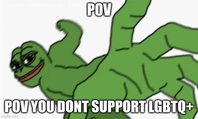 pepe punch | POV; POV YOU DONT SUPPORT LGBTQ+ | image tagged in pepe punch | made w/ Imgflip meme maker
