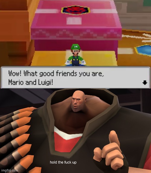 I didn't know my childhood game Mario Party DS count Mario and Luigi as friend, instead Brother! | image tagged in heavy hold up,funny,mario party | made w/ Imgflip meme maker