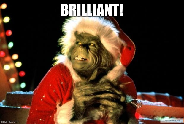 The Grinch | BRILLIANT! | image tagged in the grinch | made w/ Imgflip meme maker