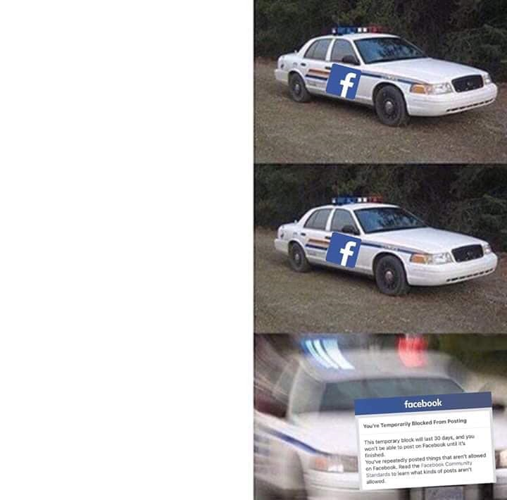 FACEBOOK POLICE 3 PANEL BLANK, REMOVED Blank Meme Template