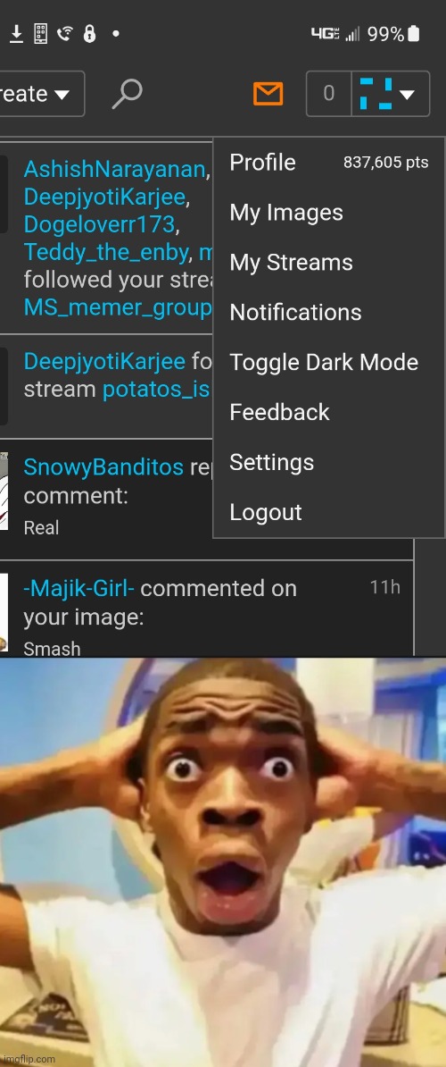 another feature that nobody wanted! yay! | image tagged in surprised black guy | made w/ Imgflip meme maker