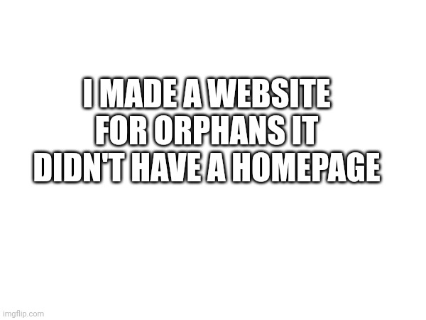 I MADE A WEBSITE FOR ORPHANS IT DIDN'T HAVE A HOMEPAGE | made w/ Imgflip meme maker