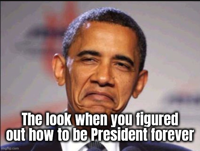 Obama smug | The look when you figured out how to be President forever | image tagged in obama smug | made w/ Imgflip meme maker