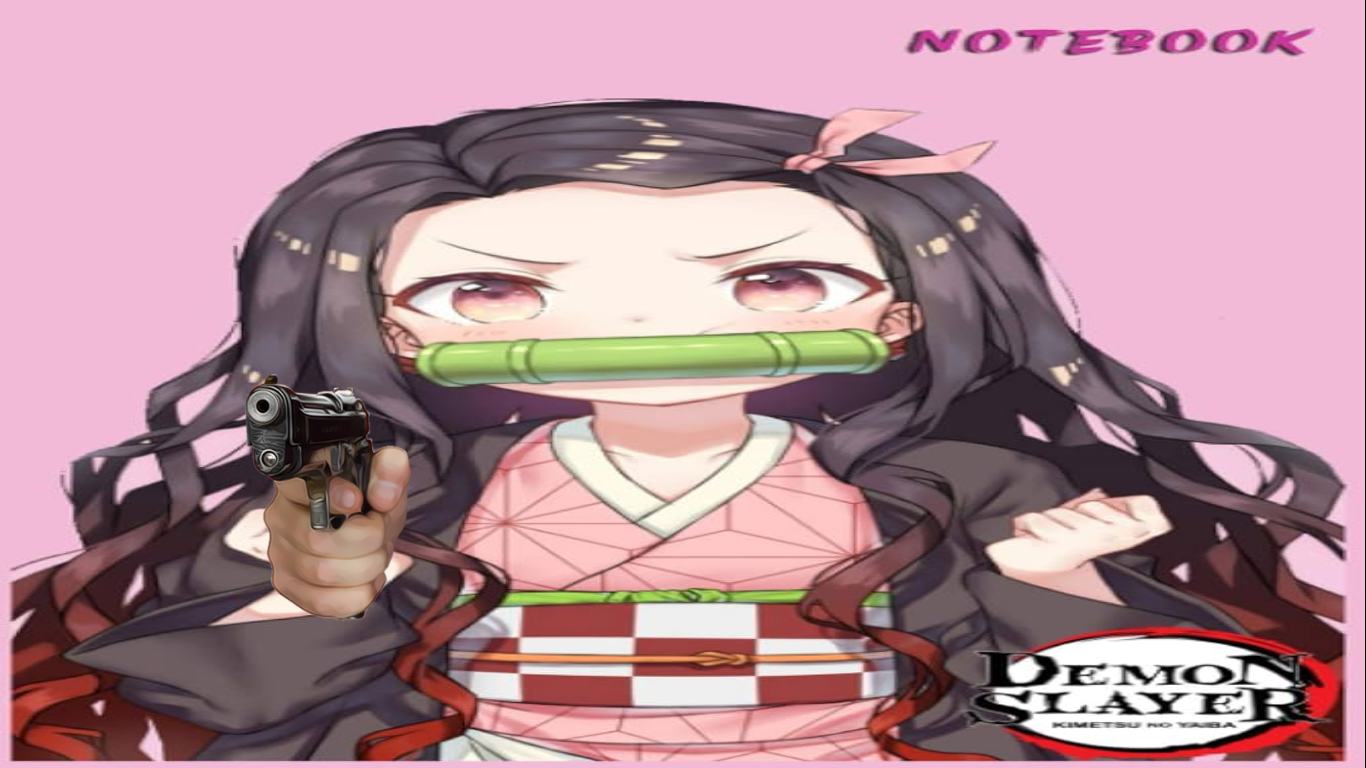 High Quality nezuko with gun Blank Meme Template