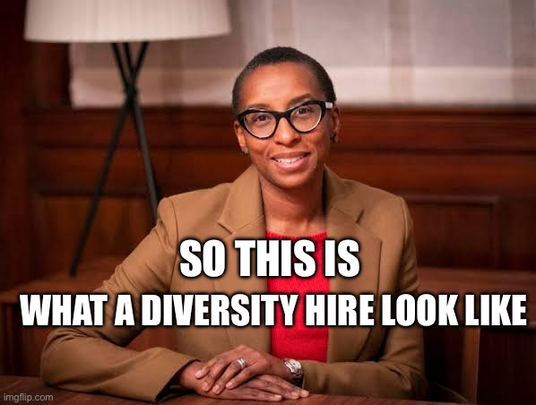 Diversity | SO THIS IS; WHAT A DIVERSITY HIRE LOOK LIKE | image tagged in claudine gay | made w/ Imgflip meme maker