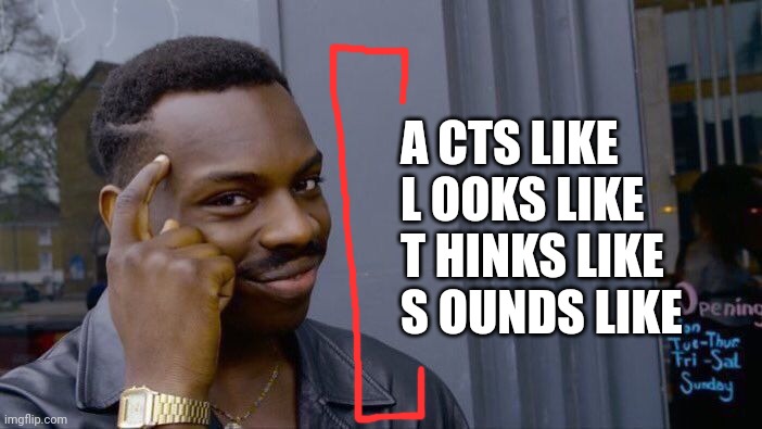 Roll Safe Think About It Meme | A CTS LIKE
L OOKS LIKE
T HINKS LIKE 
S OUNDS LIKE | image tagged in memes,roll safe think about it | made w/ Imgflip meme maker