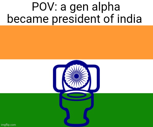 India | POV: a gen alpha became president of india | image tagged in india | made w/ Imgflip meme maker