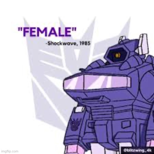 F E M A L E | image tagged in shockwave | made w/ Imgflip meme maker