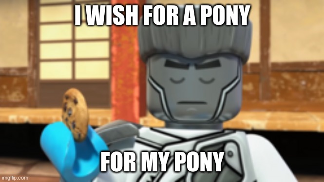 I wish for a pony, for my pony | I WISH FOR A PONY; FOR MY PONY | image tagged in cookie zane | made w/ Imgflip meme maker