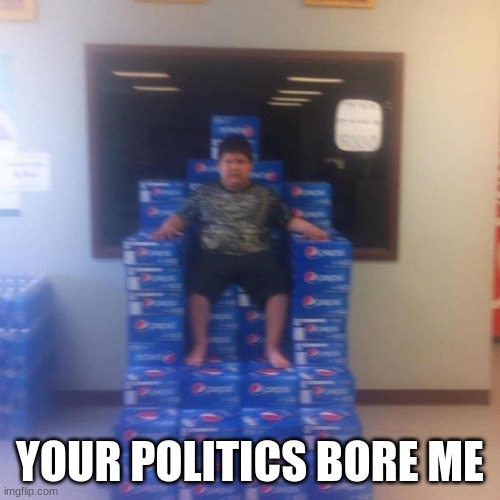 Your politics bore me (no message) | YOUR POLITICS BORE ME | image tagged in your politics bore me no message | made w/ Imgflip meme maker