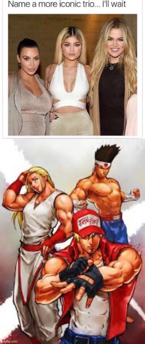 Terry and Andy Bogard, Joe Higashi | image tagged in name a more iconic trio | made w/ Imgflip meme maker