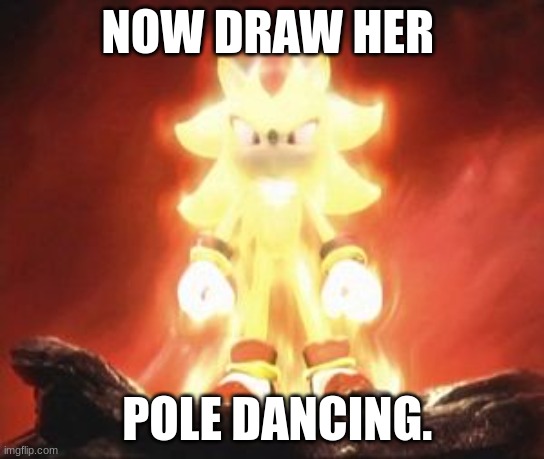 Super Shadow | NOW DRAW HER; POLE DANCING. | image tagged in super shadow | made w/ Imgflip meme maker