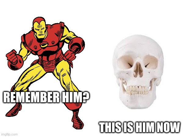 REMEMBER HIM? THIS IS HIM NOW | image tagged in ironman,iron-man,remember-him | made w/ Imgflip meme maker