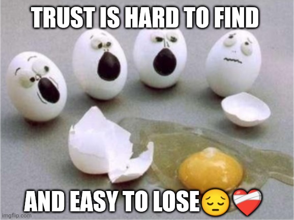 Too Bad So Sad | TRUST IS HARD TO FIND; AND EASY TO LOSE😔❤️‍🩹 | image tagged in trust issues | made w/ Imgflip meme maker