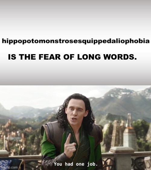 ironic. (also look up aibohphobia | IS THE FEAR OF LONG WORDS. | image tagged in you had one job just the one | made w/ Imgflip meme maker