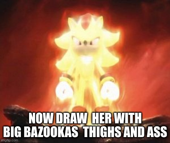 Super Shadow | NOW DRAW  HER WITH BIG BAZOOKAS  THIGHS AND ASS | image tagged in super shadow | made w/ Imgflip meme maker