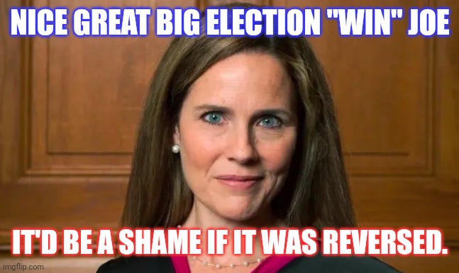 Overturn Crooked J6 Convictions or Entire 2020 Election? Kim Clement healing prophecy: America says YES to ESTHER! ACB #TRUMPWON | NICE GREAT BIG ELECTION "WIN" JOE; IT'D BE A SHAME IF IT WAS REVERSED. | image tagged in amy coney barrett,scotus,trump 2020,maga,winning,the great awakening | made w/ Imgflip meme maker