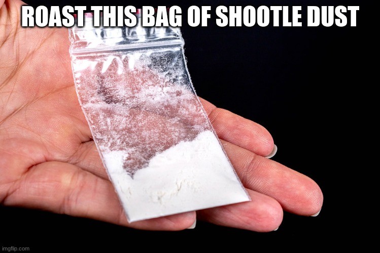 DO IT | ROAST THIS BAG OF SHOOTLE DUST | image tagged in roasted,roast | made w/ Imgflip meme maker