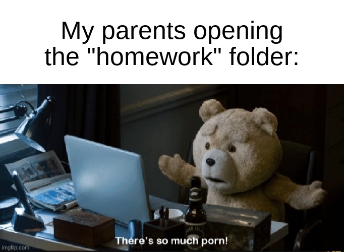 There's so much porn! | My parents opening the "homework" folder: | image tagged in there's so much porn | made w/ Imgflip meme maker