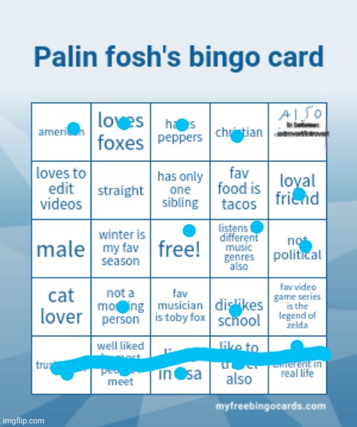 Palin Fosh's bingo card | image tagged in palin fosh's bingo card | made w/ Imgflip meme maker