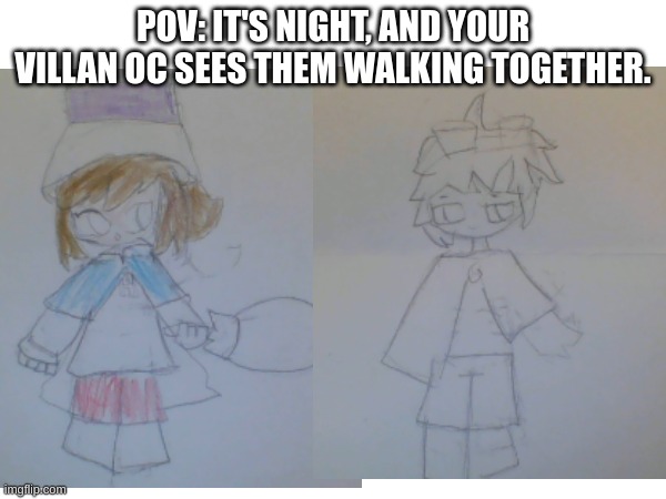 Also Wynter is there, I just don't have enough room for her lol | POV: IT'S NIGHT, AND YOUR VILLAN OC SEES THEM WALKING TOGETHER. | made w/ Imgflip meme maker