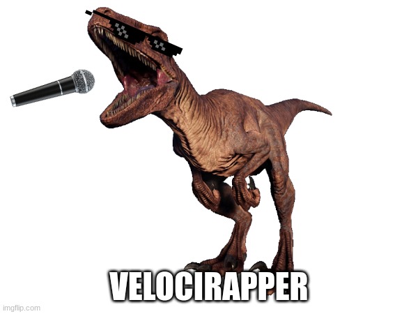 What is for velocirapper? | VELOCIRAPPER | image tagged in velociraptor,rapper | made w/ Imgflip meme maker