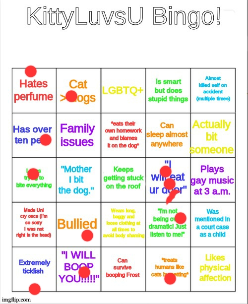 KITTYLUVSU BINGO | image tagged in kittyluvsu bingo | made w/ Imgflip meme maker
