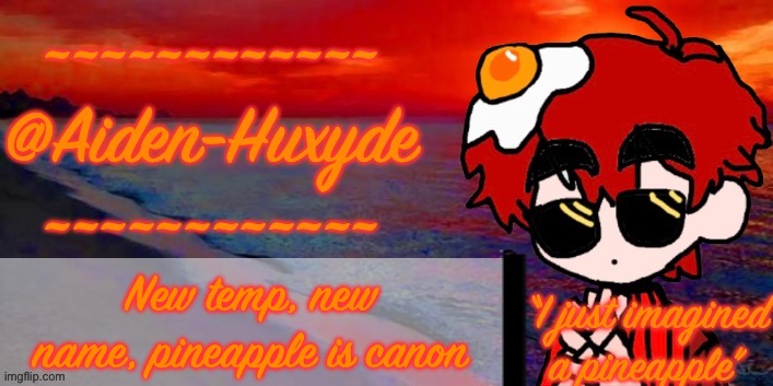 @Aiden-Huxyde (1) | New temp, new name, pineapple is canon | image tagged in aiden-huxyde 1 | made w/ Imgflip meme maker