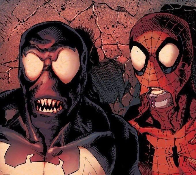 Spider-man and Venom in: what the fuck Blank Meme Template