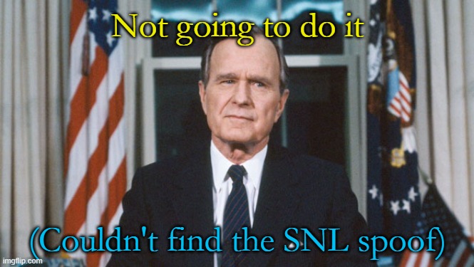 George HW Bush | Not going to do it (Couldn't find the SNL spoof) | image tagged in george hw bush | made w/ Imgflip meme maker
