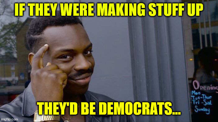 Roll Safe Think About It Meme | IF THEY WERE MAKING STUFF UP THEY'D BE DEMOCRATS... | image tagged in memes,roll safe think about it | made w/ Imgflip meme maker