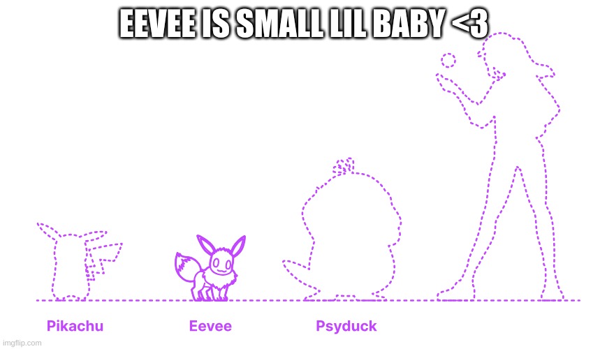 <3 | EEVEE IS SMALL LIL BABY <3 | image tagged in eevee | made w/ Imgflip meme maker