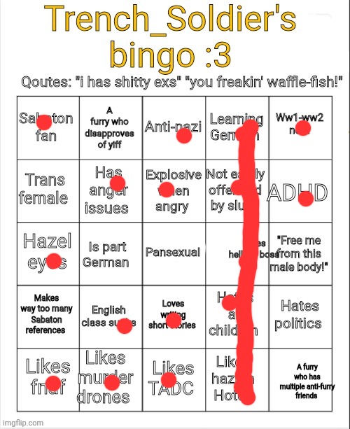 Nyeh | image tagged in trench_soldier's bingo | made w/ Imgflip meme maker