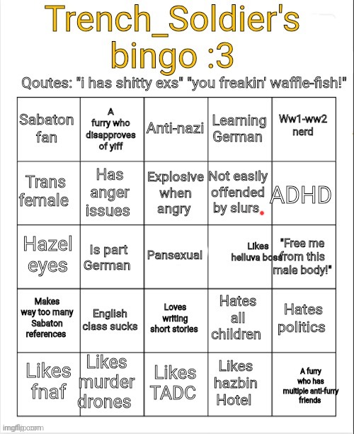 this mf aint normal | image tagged in trench_soldier's bingo | made w/ Imgflip meme maker