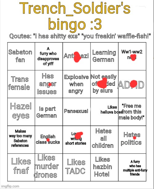 Lol | image tagged in trench_soldier's bingo | made w/ Imgflip meme maker