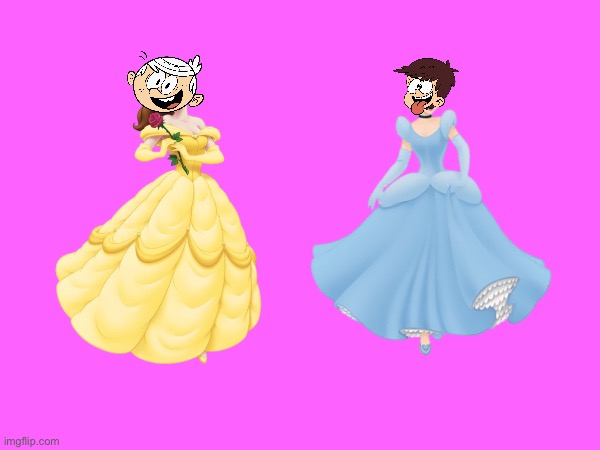 Lincoln and Luna as Belle and Cinderella | image tagged in disney,disney princess,the loud house,disney plus,deviantart,nickelodeon | made w/ Imgflip meme maker