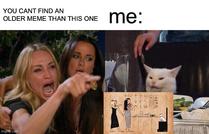 I think it, l do it | YOU CANT FIND AN OLDER MEME THAN THIS ONE; me: | image tagged in memes,woman yelling at cat | made w/ Imgflip meme maker