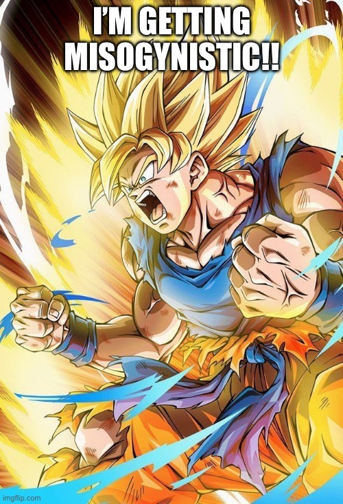 Goku power up | I’M GETTING MISOGYNISTIC!! | image tagged in goku power up | made w/ Imgflip meme maker