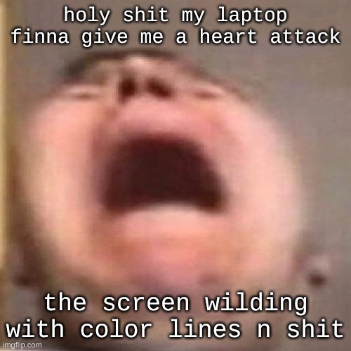 nikocado scream | holy shit my laptop finna give me a heart attack; the screen wilding with color lines n shit | image tagged in nikocado scream | made w/ Imgflip meme maker