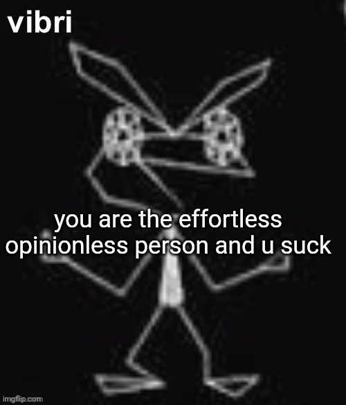 vibri | you are the effortless opinionless person and u suck | image tagged in vibri | made w/ Imgflip meme maker