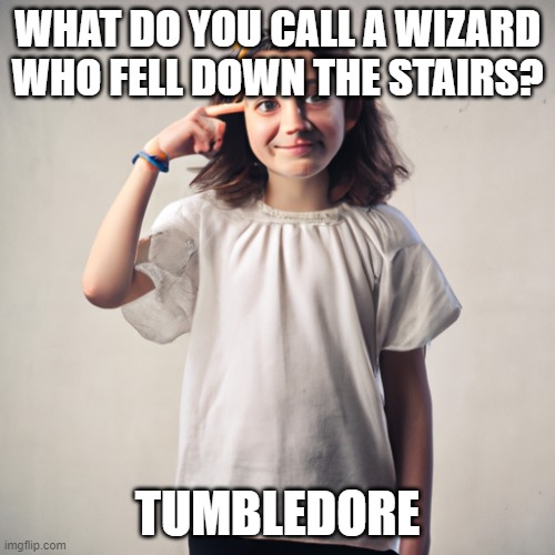 Wizard | WHAT DO YOU CALL A WIZARD WHO FELL DOWN THE STAIRS? TUMBLEDORE | image tagged in jokes | made w/ Imgflip meme maker