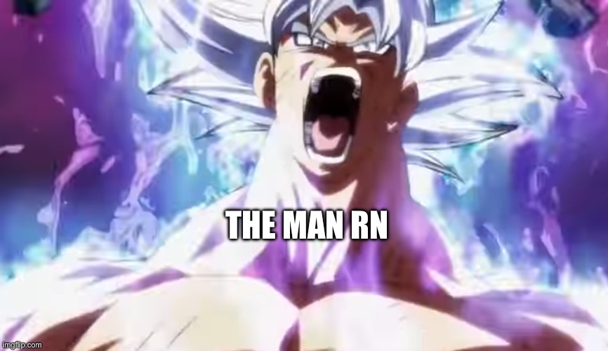 Pissed Off Goku | THE MAN RN | image tagged in pissed off goku | made w/ Imgflip meme maker