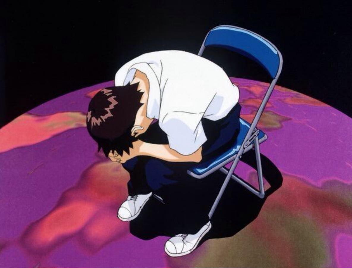 Shinji in Chair Blank Meme Template