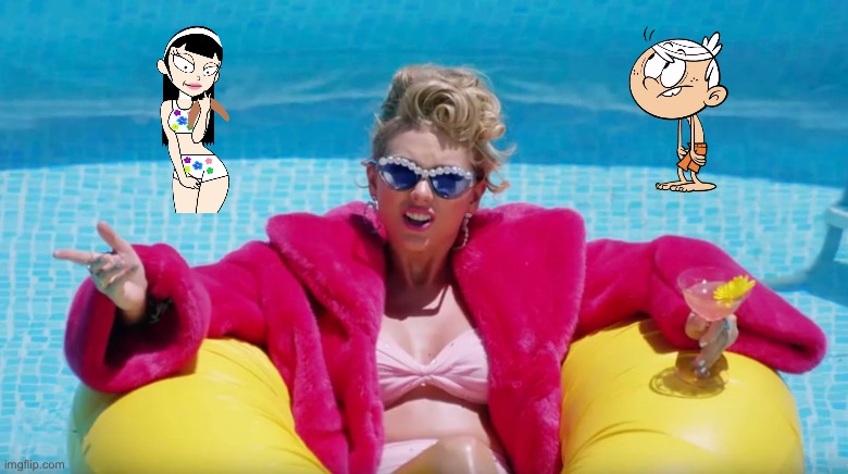 Nat and Lincoln take a dive into the pool with Taylor Swift | image tagged in taylor swift calm down,deviantart,lincoln loud,the loud house,nickelodeon,pool | made w/ Imgflip meme maker