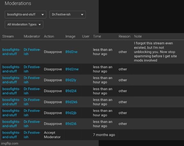 This user was trying to make me click on a link and after I said no and blocked him he spammed one of my less popular streams | made w/ Imgflip meme maker